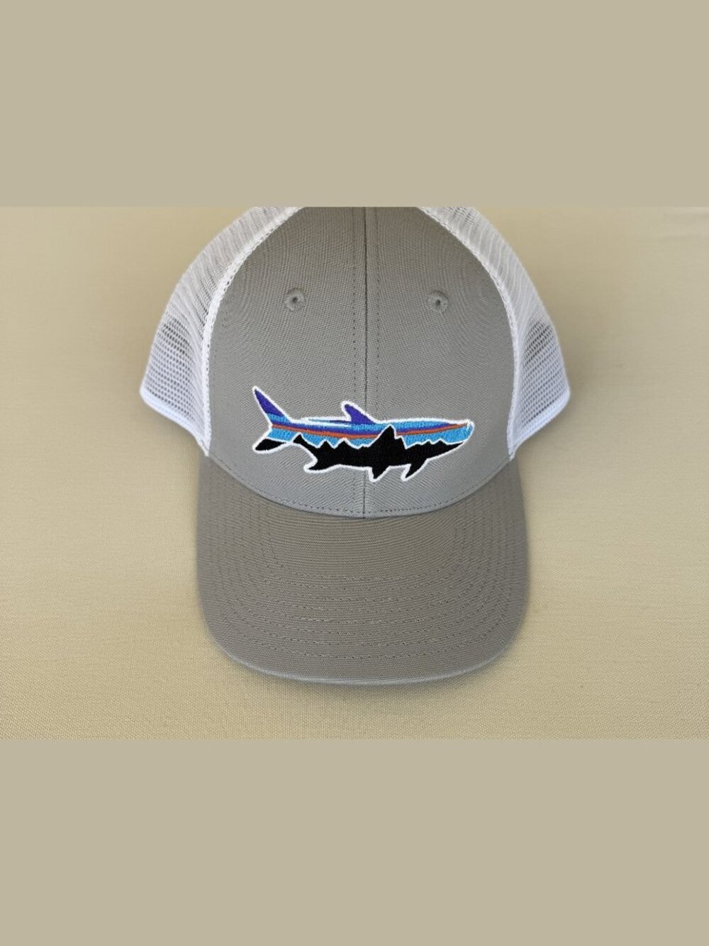 Patagonia Fitz Roy Fish Trucker Hat Grey White Mesh Snapback